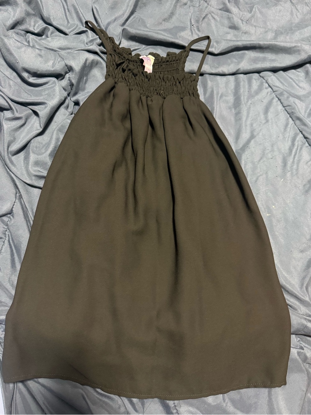 Alya Black Smocked Bodice Spaghetti Strap Tank